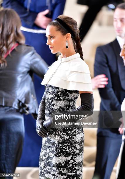 Alicia Vikander attends the Heavenly Bodies: Fashion & The Catholic Imagination Costume Institute Gala at The Metropolitan Museum of Art on May 7,...