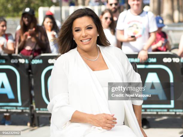 Eva Longoria visits "Extra" at Universal Studios Hollywood on May 8, 2018 in Universal City, California.