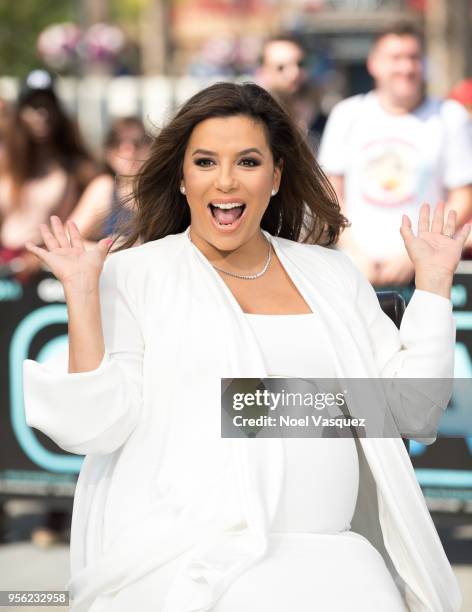 Eva Longoria visits "Extra" at Universal Studios Hollywood on May 8, 2018 in Universal City, California.