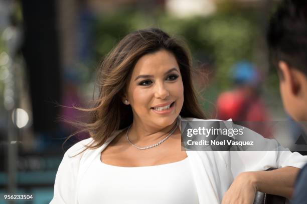 Eva Longoria visits "Extra" at Universal Studios Hollywood on May 8, 2018 in Universal City, California.