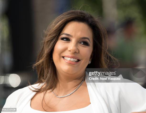 Eva Longoria visits "Extra" at Universal Studios Hollywood on May 8, 2018 in Universal City, California.