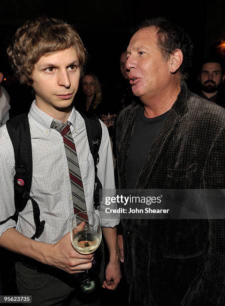 Actors Michael Cera and Garry Shandling attend the after-party for "Youth In Revolt" at the Green Door on January 6, 2010 in Los Angeles, California.