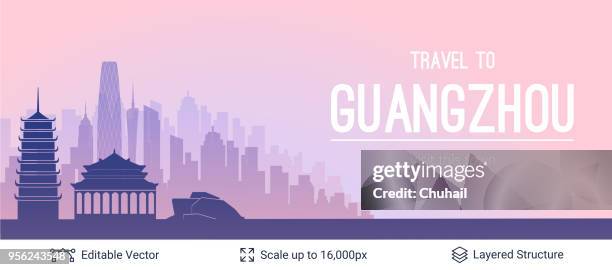 guangzhou famous city scape. - guangzhou china stock illustrations