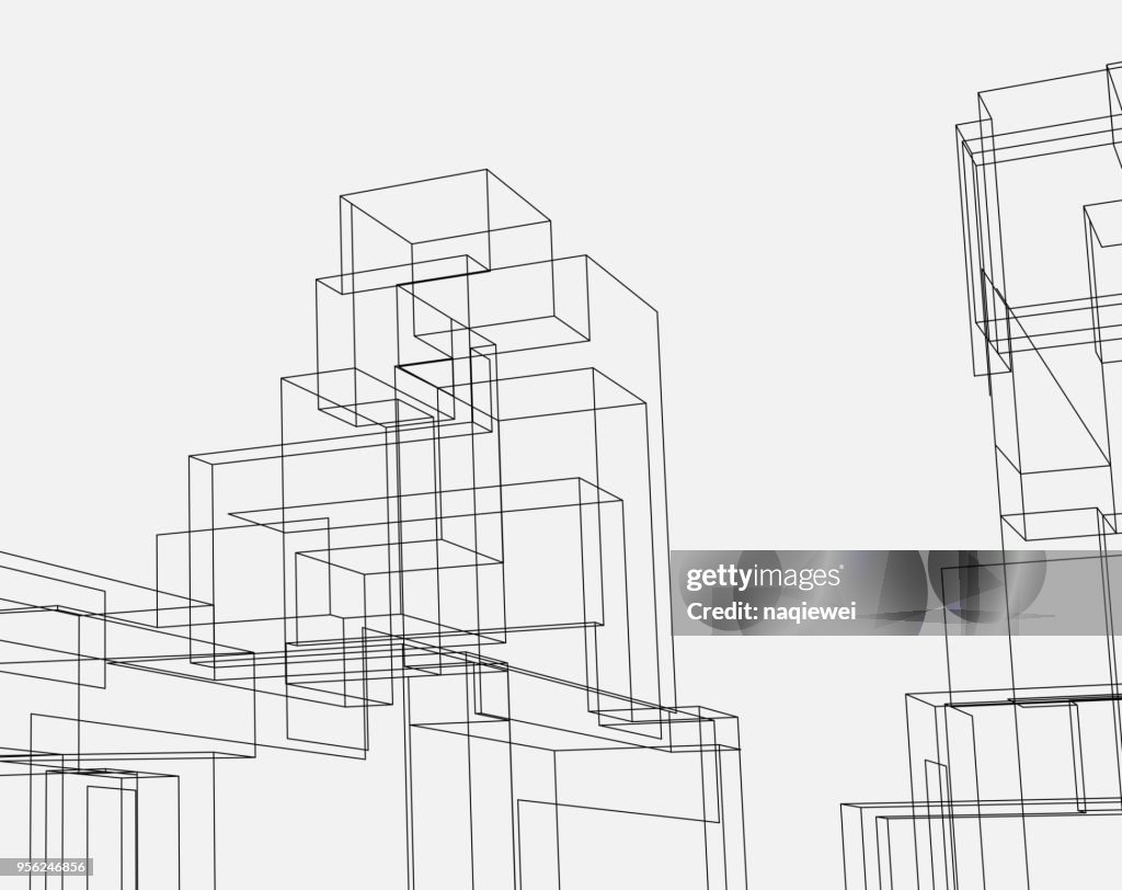 Line style city architecture structure