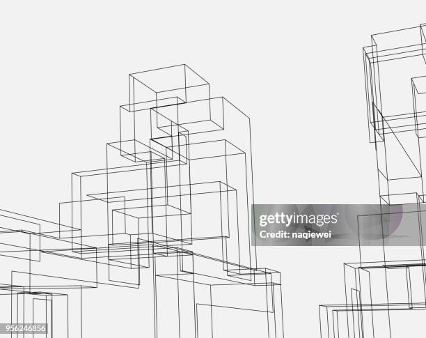 line style city architecture structure - architecture stock illustrations