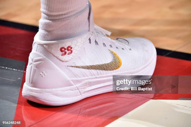 Sneakers of Jae Crowder of the Utah Jazz during the game against the Houston Rockets in Game Five of the Western Conference Semifinals of the 2018...