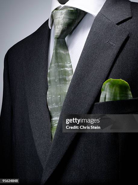 green tie business suit - green suit stock-fotos und bilder