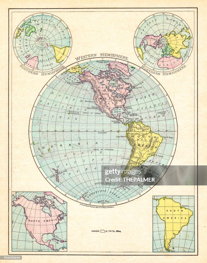 Western Hemisphere map 1895