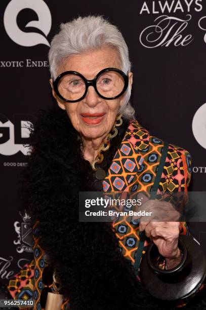 Iris Apfel atttends the Always At The Carlyle Premiere on May 8, 2018 in New York City.