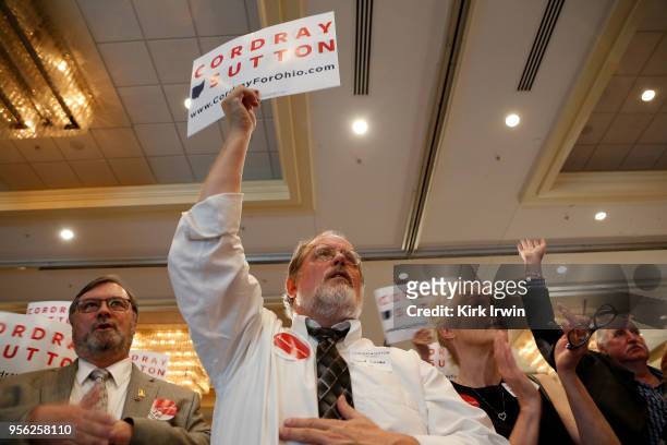 Supporters cheer for Democratic Gubernatorial candidate Richard Cordray during a primary night event on May 8, 2018 in Columbus, Ohio. Cordray, the...