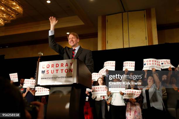 Democratic Gubernatorial candidate Richard Cordray speaks to his supporters after winning the Democratic nomination for Governor of Ohio during a...