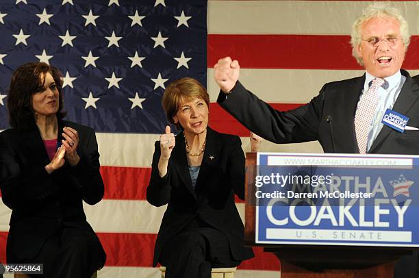 Democratic Senate nominee and Massachusetts Attorney General Martha Coakley receives an endorsement from Kennedy family members Vicki and Joseph...