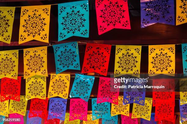 mexican lace flag decor - cinco de mayo stockfoto's en -beelden