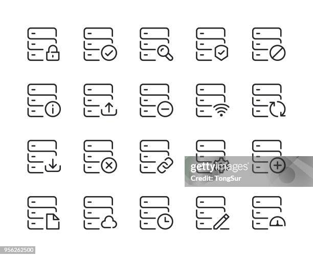 server line icons - data error stock illustrations