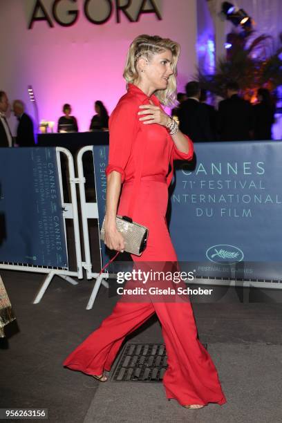 Alice Taglioni leaves the screening of "Everybody Knows " and the opening gala to gala dinner during the 71st annual Cannes Film Festival at Palais...