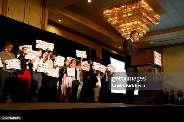 Democratic Gubernatorial candidate Richard Cordray speaks to his supporters after winning the Democratic nomination for Governor of Ohio during a...