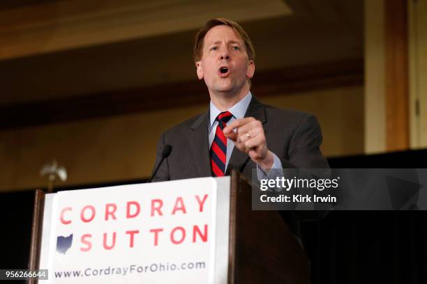 Democratic Gubernatorial candidate Richard Cordray speaks to his supporters after securing the Democratic nomination for Governor of Ohio during a...