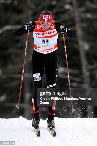 Justyna Kowalczyk of Poland takes 1st place during the Women's of the FIS Tour De Ski on January 7, 2010 in Toblach Hochpustertal, Italy.