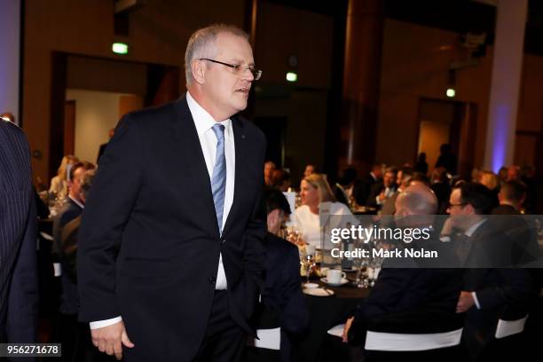 Treasurer Scott Morrison arrives to speak to media representatives about the 2018 Budget Release at Parliament House on May 9, 2018 in Canberra,...