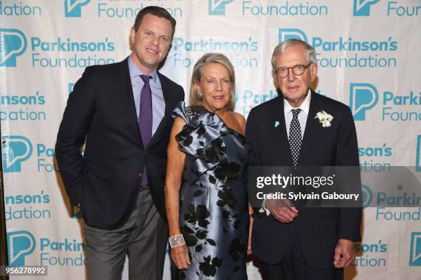 Willie Geist, Sky Field and Richard Field attend Parkinson's Foundation Hosts 2018 Gala In New York City at Cipriani 25 Broadway on May 8, 2018 in...