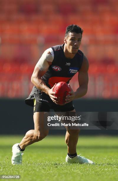 Dylan Shiel of the Giants in action during a Greater Western Sydney Giants AFL training session at Spotless Stadium on May 9, 2018 in Sydney,...