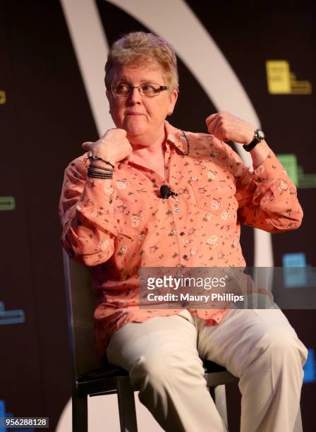 Recording Engineer Leslie Ann Jones speaks onstage at the 'Sounds Engineering: An Interview with Leslie Ann Jones' sponsored by Sennheiser during The...