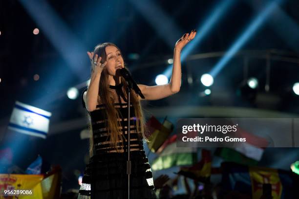 Sennek from Belgium performs during the first semi final of Eurovision Song Contest on May 8, 2018 in Lisbon, Portugal.