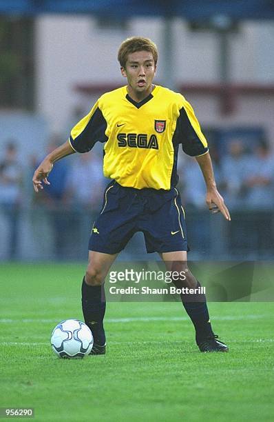 Junichi Inamoto of Arsenal looks to pass the ball during the pre-season friendly match against Kocaelispor played at the Alpenstadion, in Wattens,...