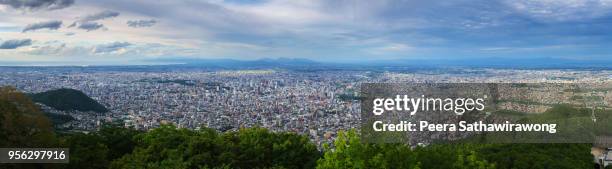 sapporo city skyline - hokkaido city stock pictures, royalty-free photos & images