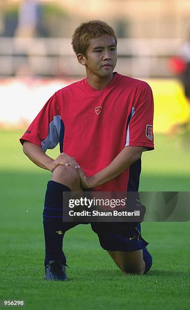 Junichi Inamoto of Arsenal warms up before the pre-season friendly match against Kocaelispor played at the Alpenstadion, in Wattens, Austria....