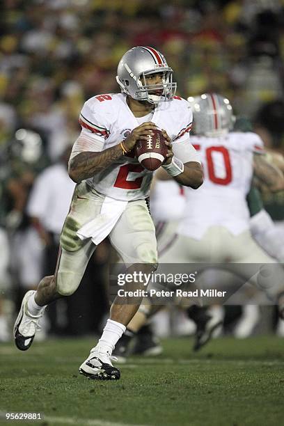 Rose Bowl: Ohio State QB Terrelle Pryor in action vs Oregon. Pasadena, CA 1/1/2010 CREDIT: Peter Read Miller
