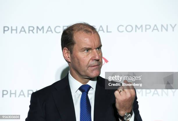 Christophe Weber, president and chief executive officer of Takeda Pharmaceutical Co., speaks during a news conference in Tokyo, Japan, on Wednesday,...