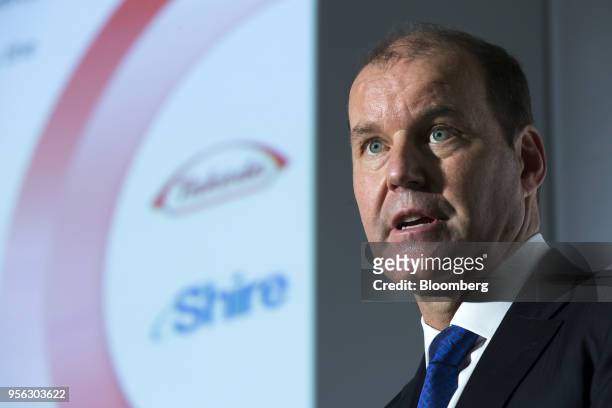 Christophe Weber, president and chief executive officer of Takeda Pharmaceutical Co., speaks during a news conference in Tokyo, Japan, on Wednesday,...