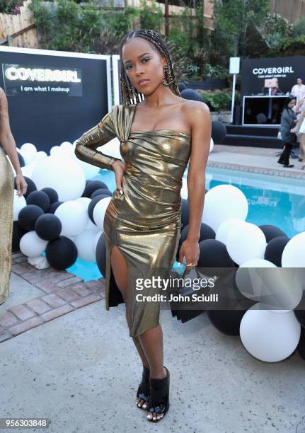 Serayah McNeill attends a COVERGIRL sneak peek to their Fall 2018 Makeup line with COVERGIRL'S SVP, Ukonwa Ojo on May 8, 2018 in Los Angeles,...