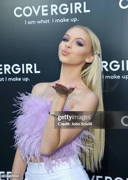 Jordyn Jones attends a COVERGIRL sneak peek to their Fall 2018 Makeup line with COVERGIRL'S SVP, Ukonwa Ojo on May 8, 2018 in Los Angeles, California.