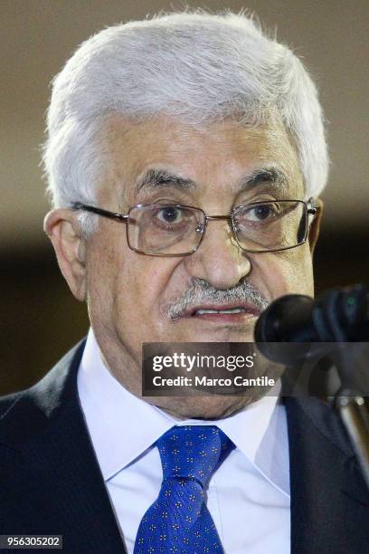 Palestinian President Abu Mazen during a press conference in Naples.