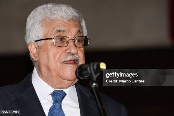Palestinian President Abu Mazen during a press conference in Naples.