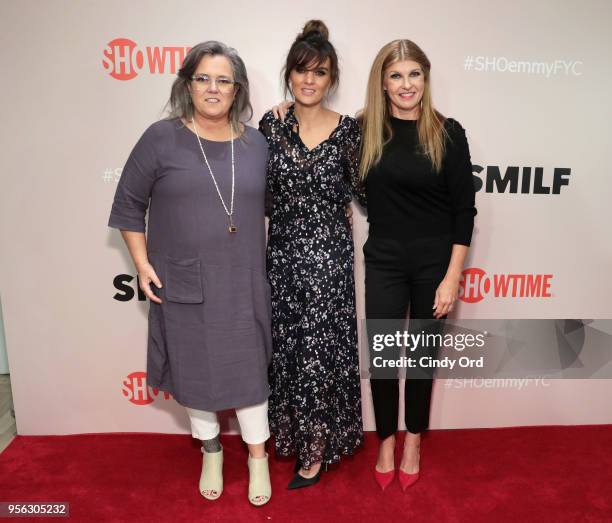 Actresses Rosie O'Donnell, Frankie Shaw and Connie Britton attend the Showtime Emmy FYC Screening Of SMILF at The Whitney Museum on May 8, 2018 in...