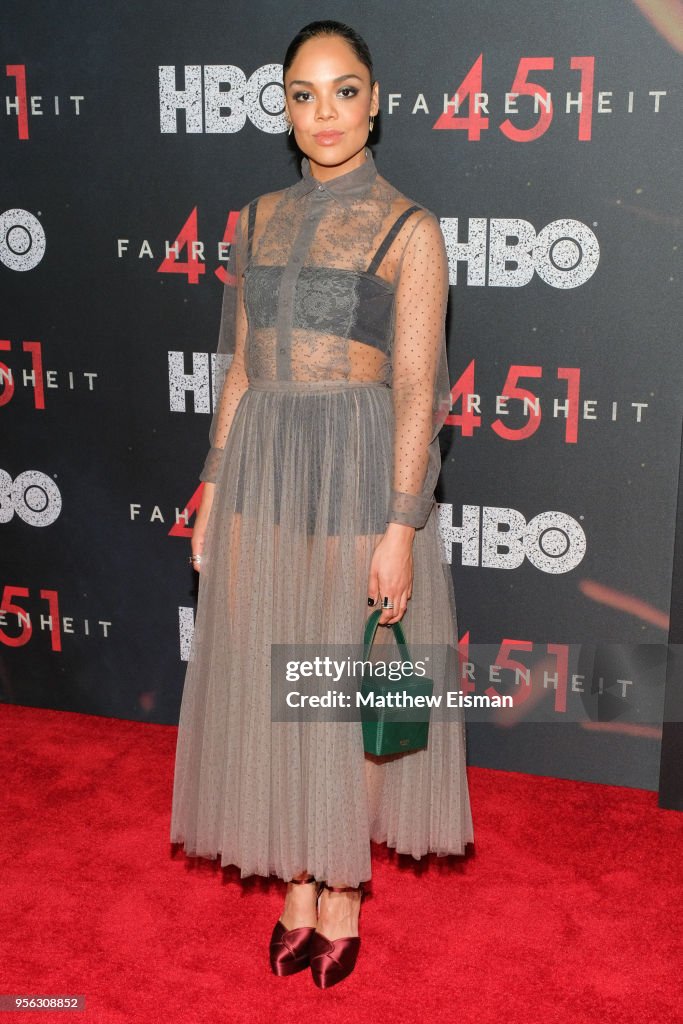 Actress Tessa Thompson attends the "Fahrenheit 451" New York Premiere