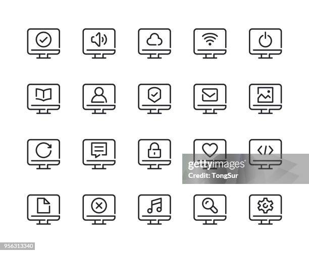 computer line icons - open source software stock illustrations