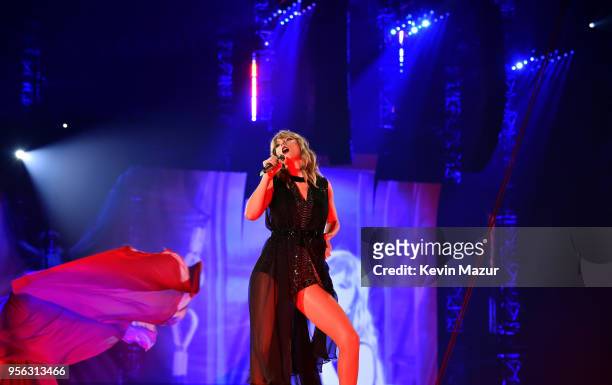 Taylor Swift performs onstage during opening night of her 2018 Reputation Stadium Tour at University of Phoenix Stadium on May 8, 2018 in Glendale,...