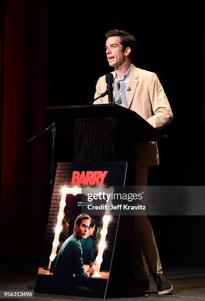 Moderator John Mulaney speaks onstage during BARRY FYC at Wolf Theatre on May 8, 2018 in North Hollywood, California.