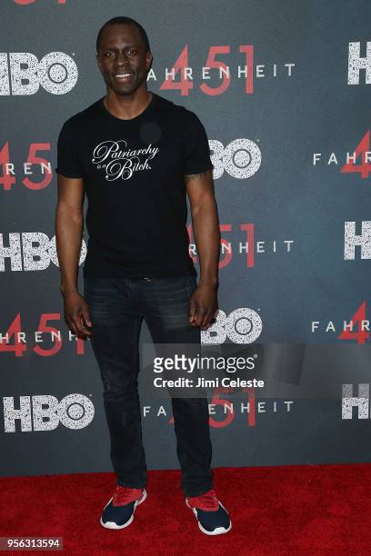 Gbenga Akinnagbe attends the New York premiere of "Farenheit 451" at NYU Skirball Center on May 8, 2018 in New York, New York.