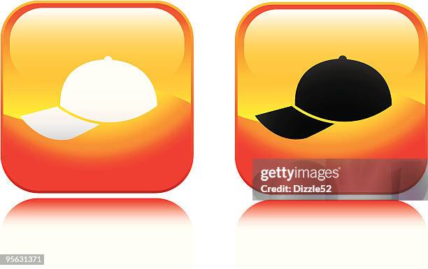 baseball cap icon - red baseball cap stock illustrations