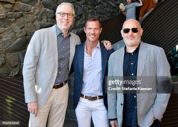 Lee Ledbetter, Ray Booth and Scott Kelly attend Ray Booth "Evocative Interiors" Book Signing on May 8, 2018 in Los Angeles, California.