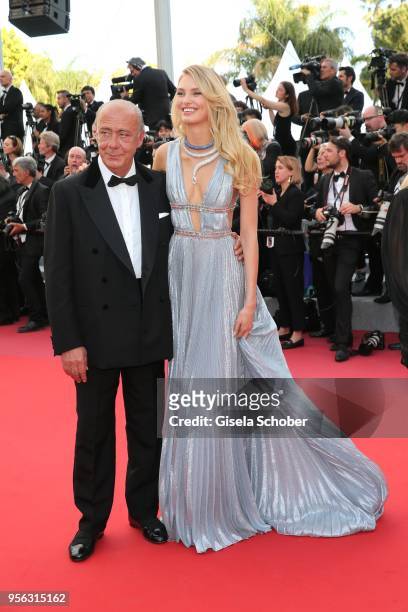 Romee Strijd and Fawaz Gruosi, DeGrisogono, attend the screening of "Everybody Knows " and the opening gala during the 71st annual Cannes Film...