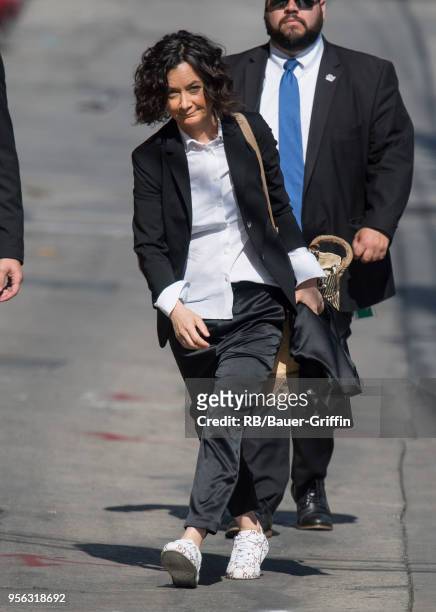 Sara Gilbert is seen at 'Jimmy Kimmel Live' on May 08, 2018 in Los Angeles, California.