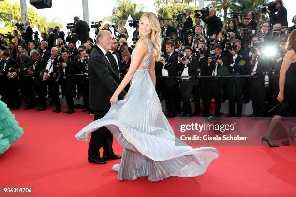 Romee Strijd and Fawaz Gruosi, DeGrisogono, attend the screening of "Everybody Knows " and the opening gala during the 71st annual Cannes Film...