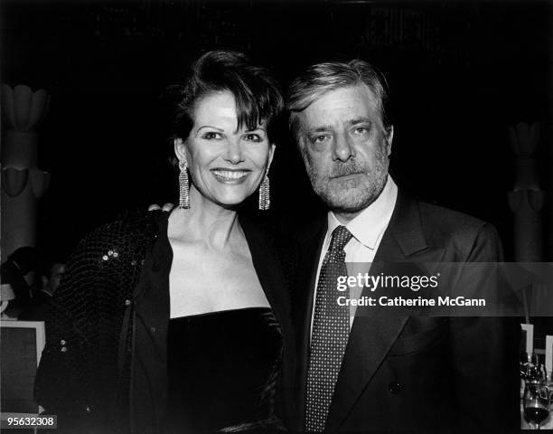 Italian actors Claudia Cardinale and Giancarlo Giannini pose for a photo in 1992 in New York City, New York.