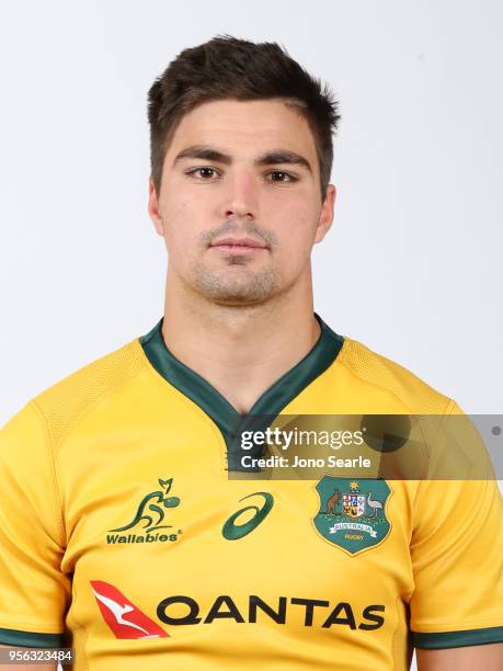 Jack Maddocks poses during the Australian Wallabies headshot session on May 7, 2018 in Gold Coast, Australia.